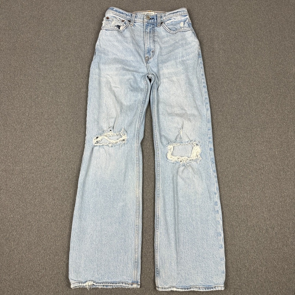 Abercrombie & Fitch 90s Relaxed High Rise Jeans Womens 26 Light Wash Distressed